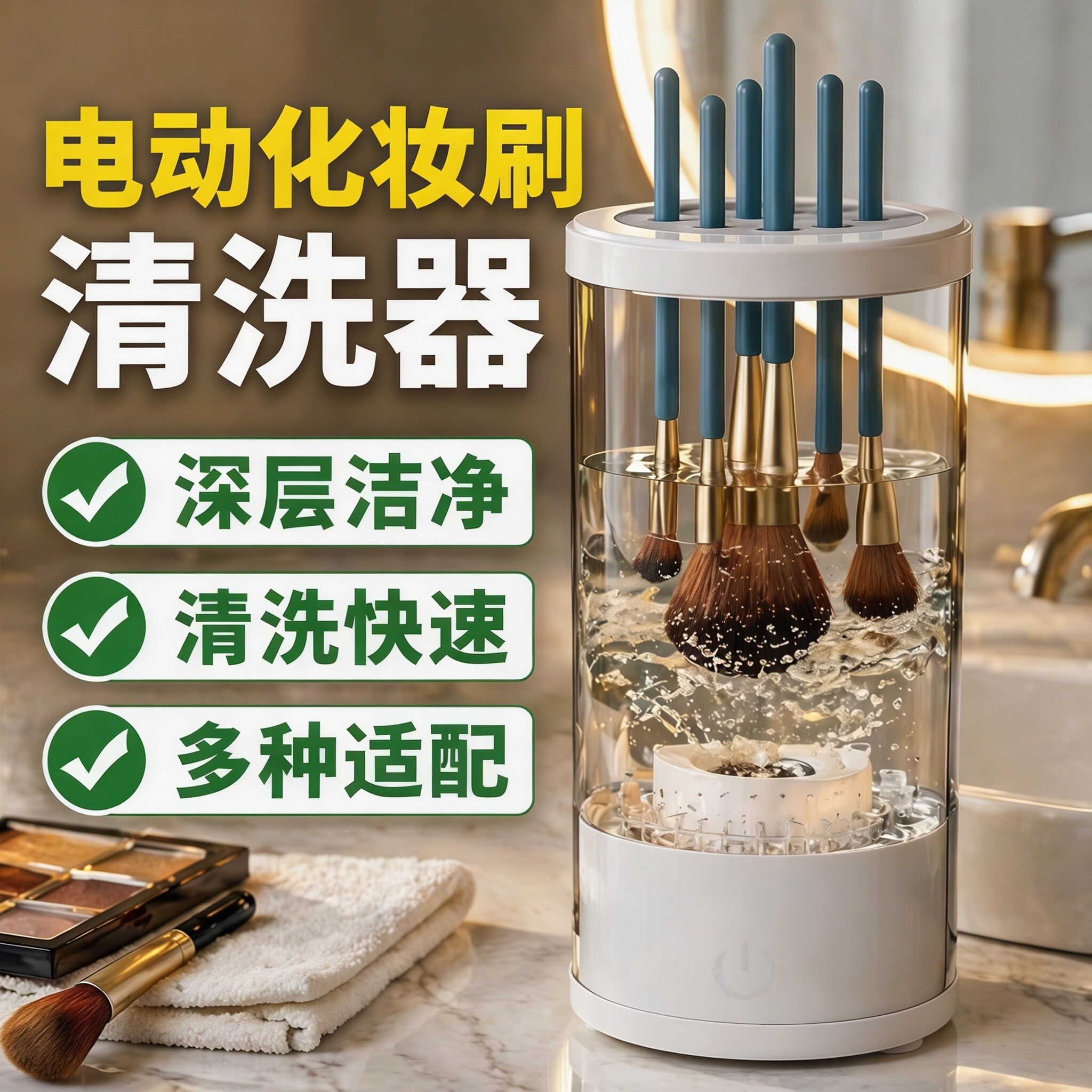 电动化妆刷清洗器洗晾一体全自动洗刷神器粉扑美妆蛋清洁晾晒工具