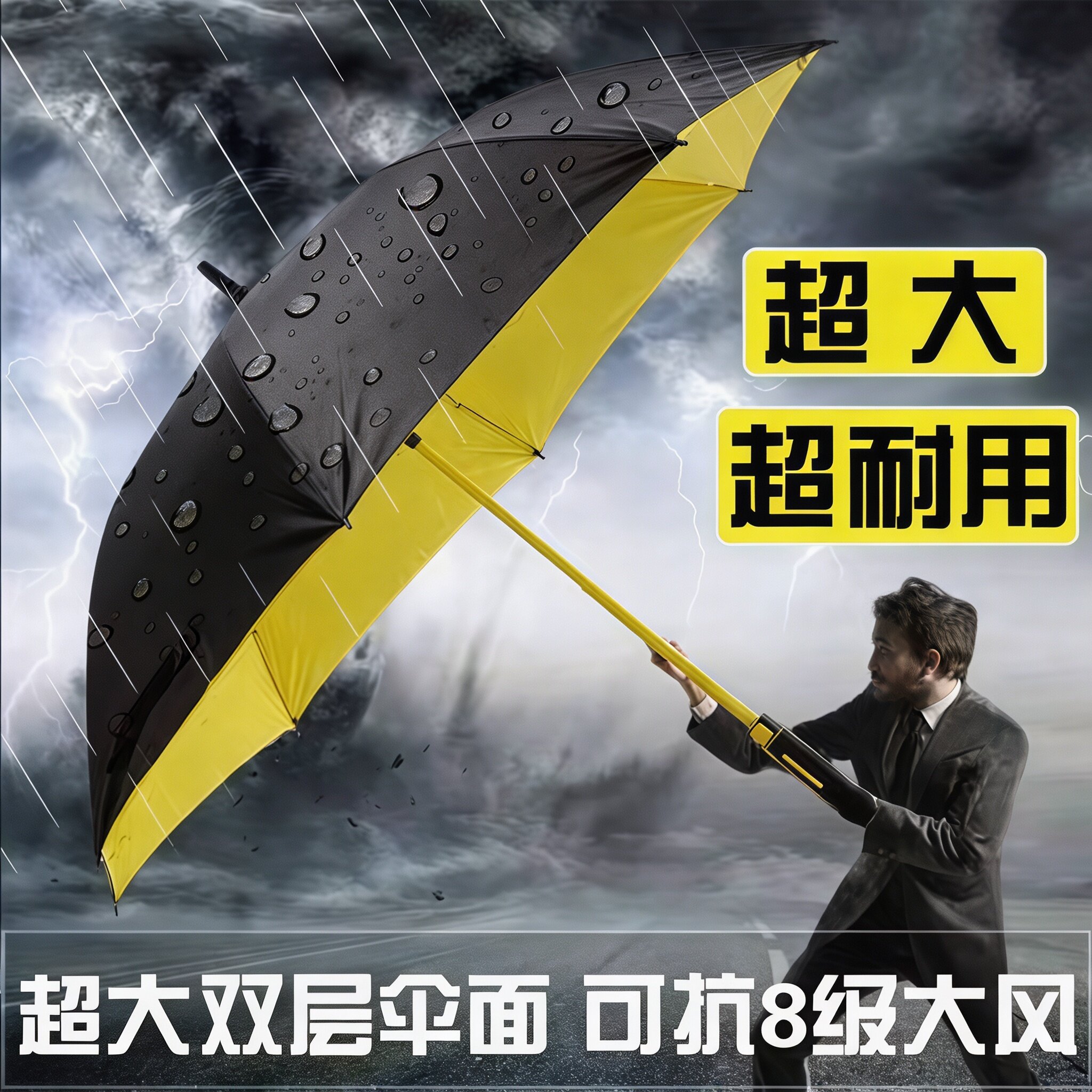加大加厚加固防风暴雨折叠伞图片