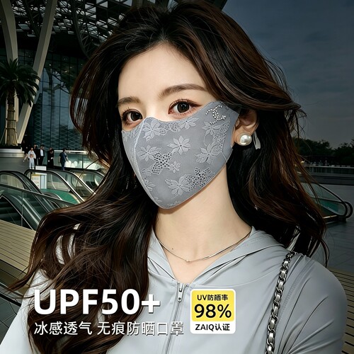 蕾丝防晒口罩护眼角轻薄透气夏季