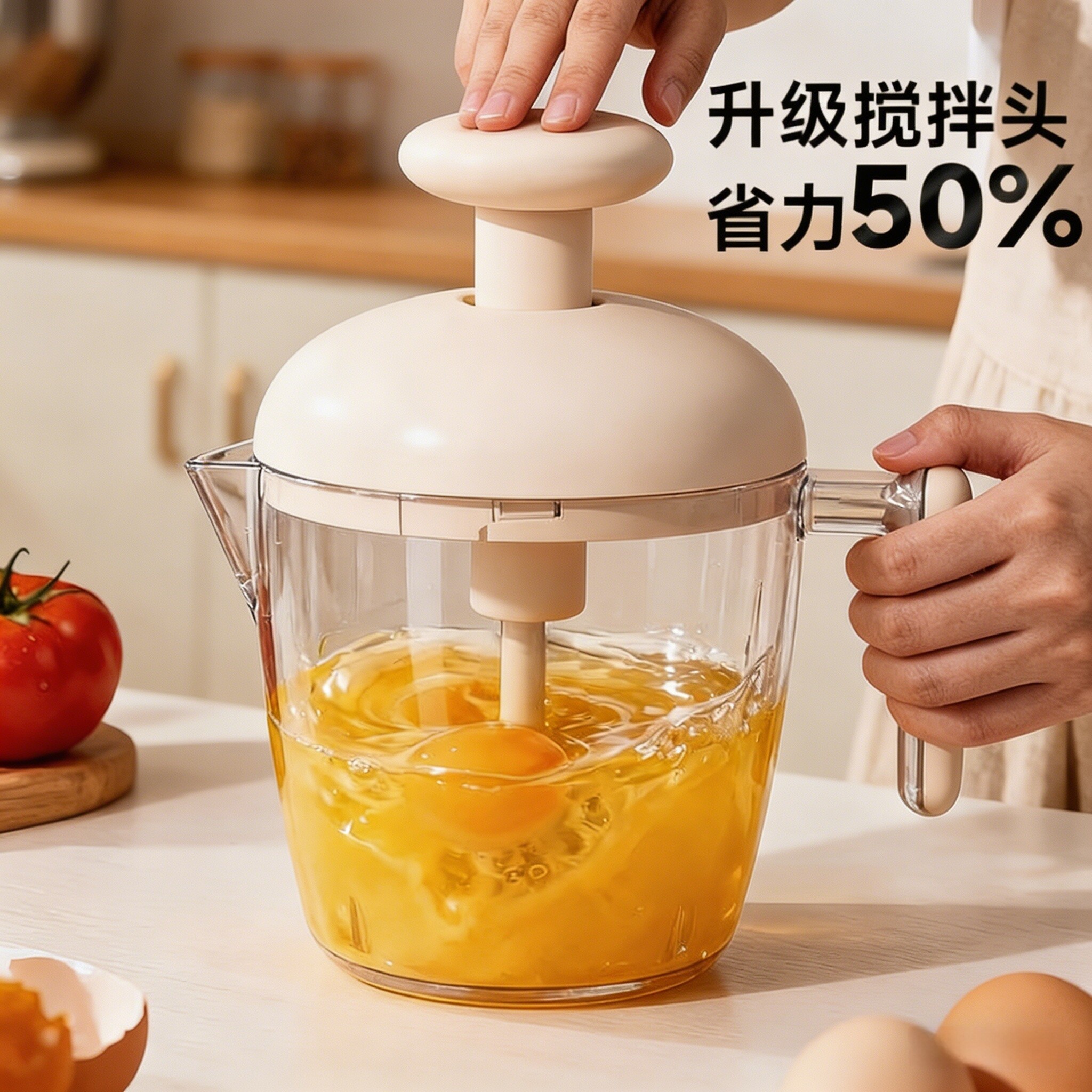 按压搅蛋杯家用多功能搅拌器新款打泡发鸡蛋奶油烘培大容量打蛋器
