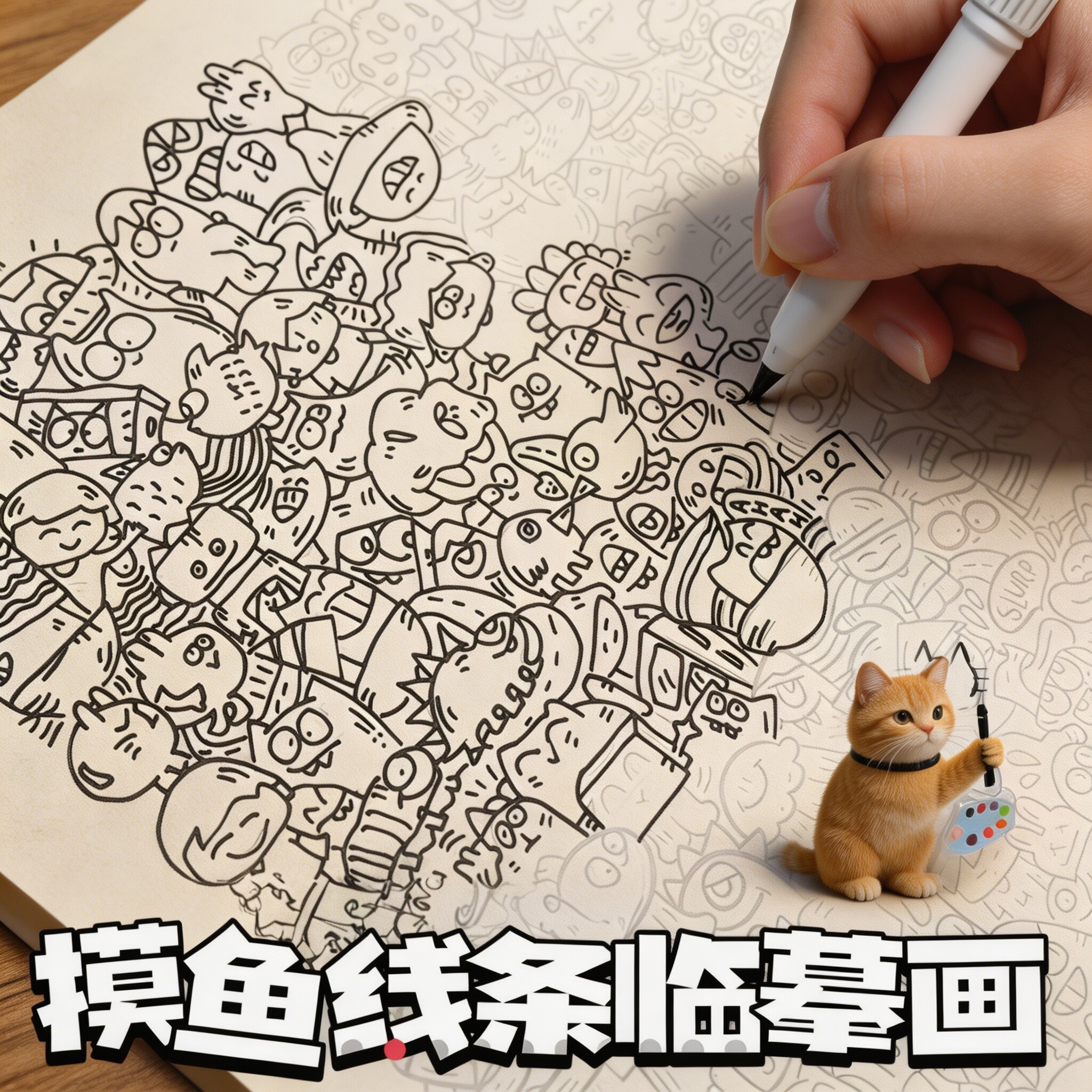 摸鱼线条画画本上班解压临摹稿