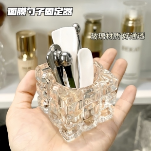 镜柜面霜挖取勺收纳盒浴室面膜勺子固定器桌面放眼霜挑棒刷收纳架