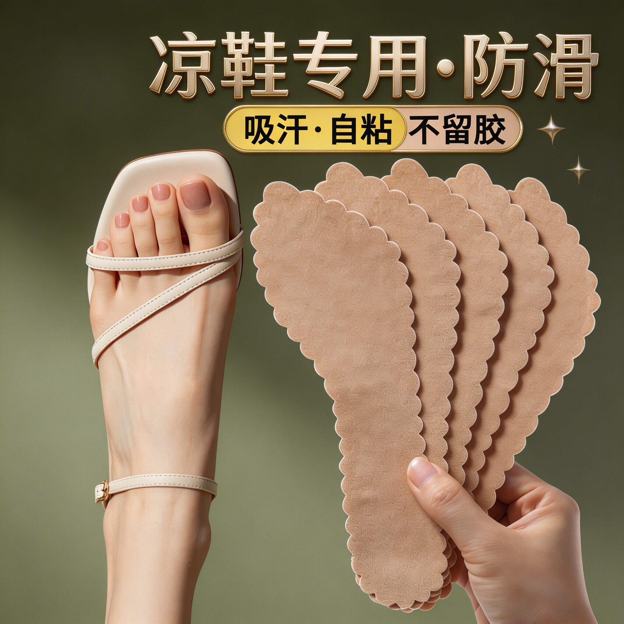 夏季凉鞋自粘防滑吸汗透气鞋垫图片