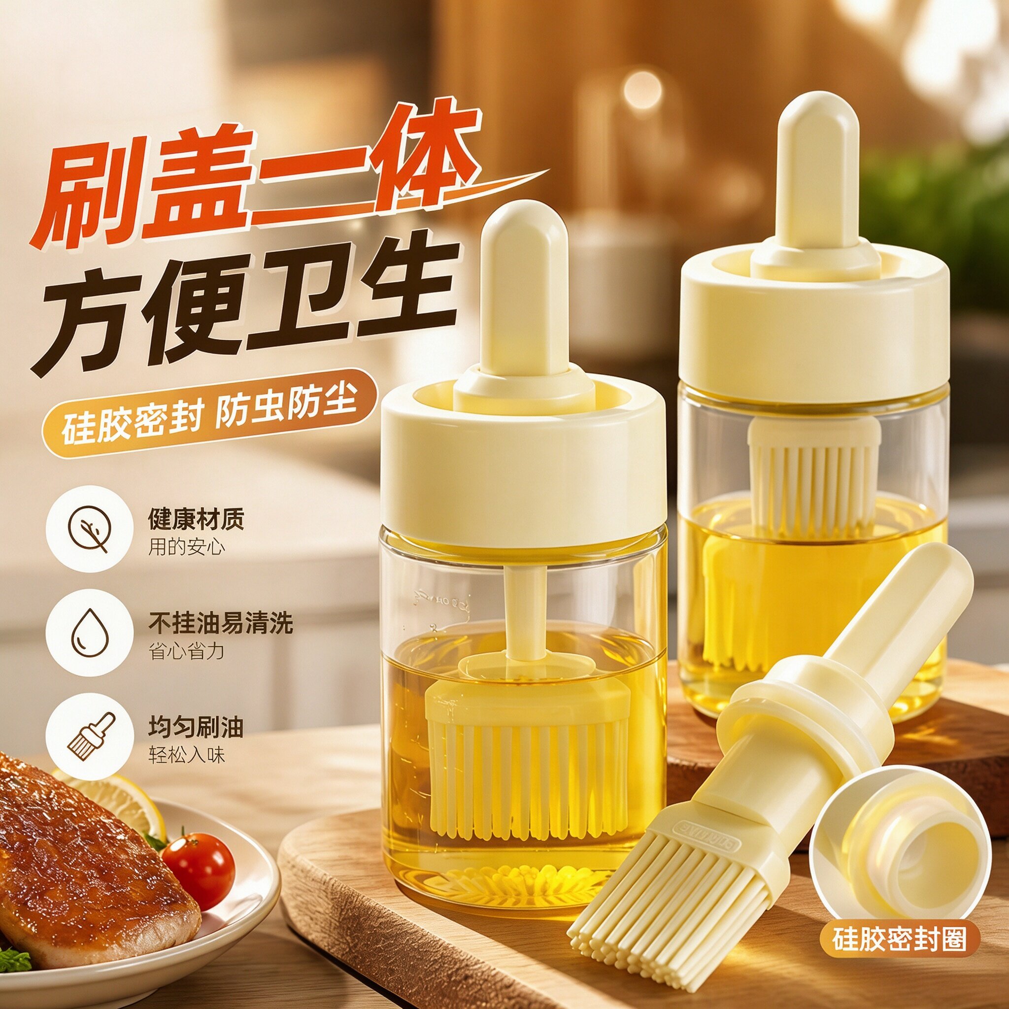 食品级硅胶可伸缩耐高温油刷瓶