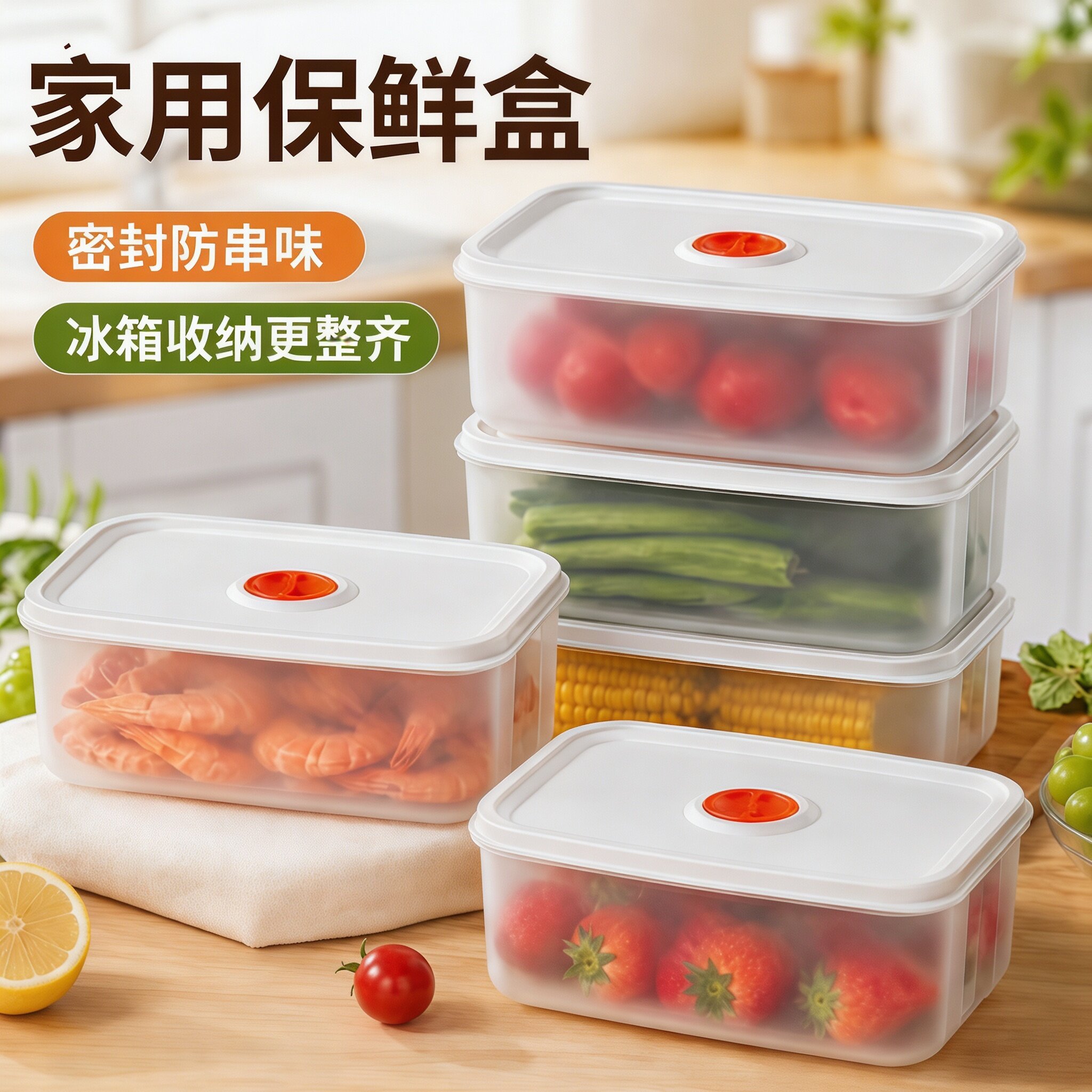 冰箱冷冻计时保鲜盒带盖密封