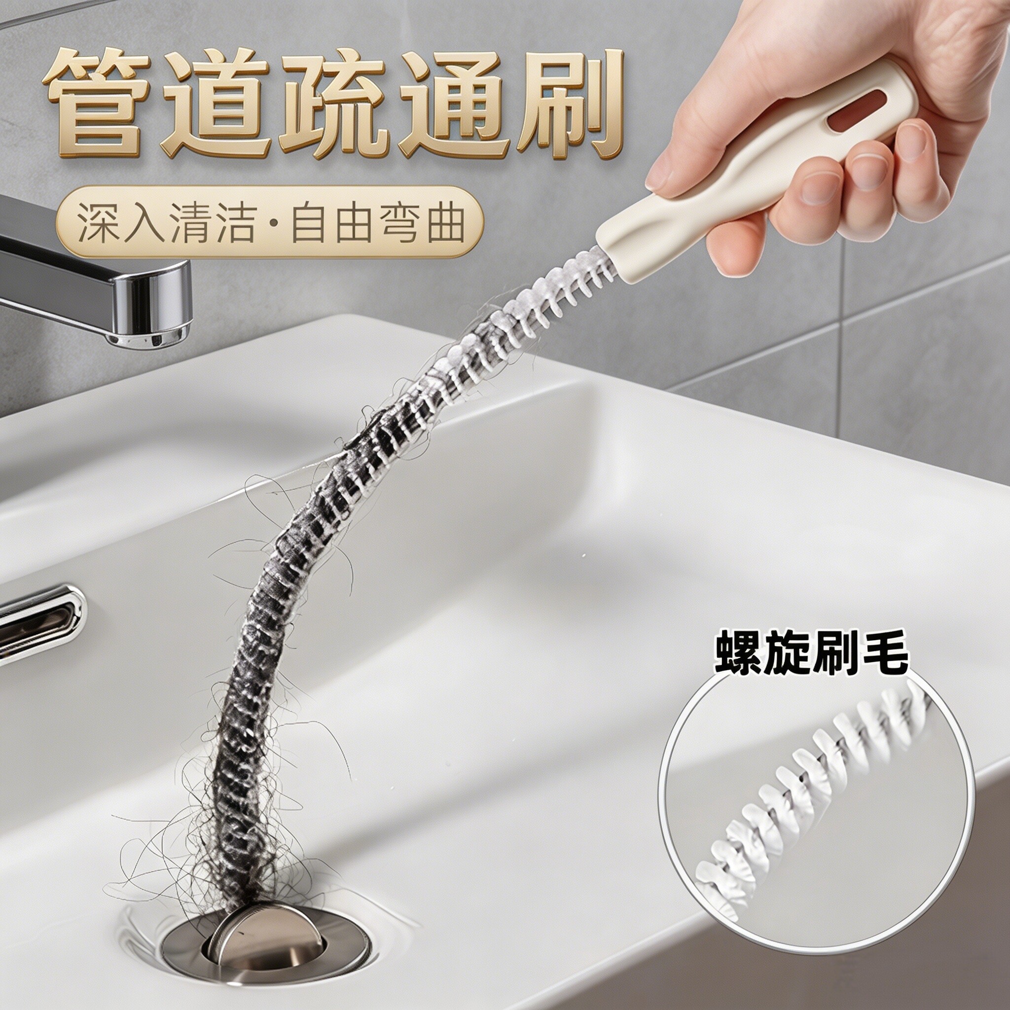家用下水道疏通器卫生间水池毛发头发疏通刷厨房水槽管道清洁刷