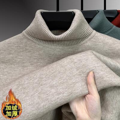 男士一体绒高领毛衣秋冬季