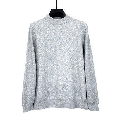 套头半高圆领一体绒毛衣男