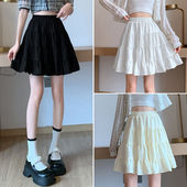 黑色防走光裙子女2024新款 高腰短裙A字裙显瘦半身裙T03