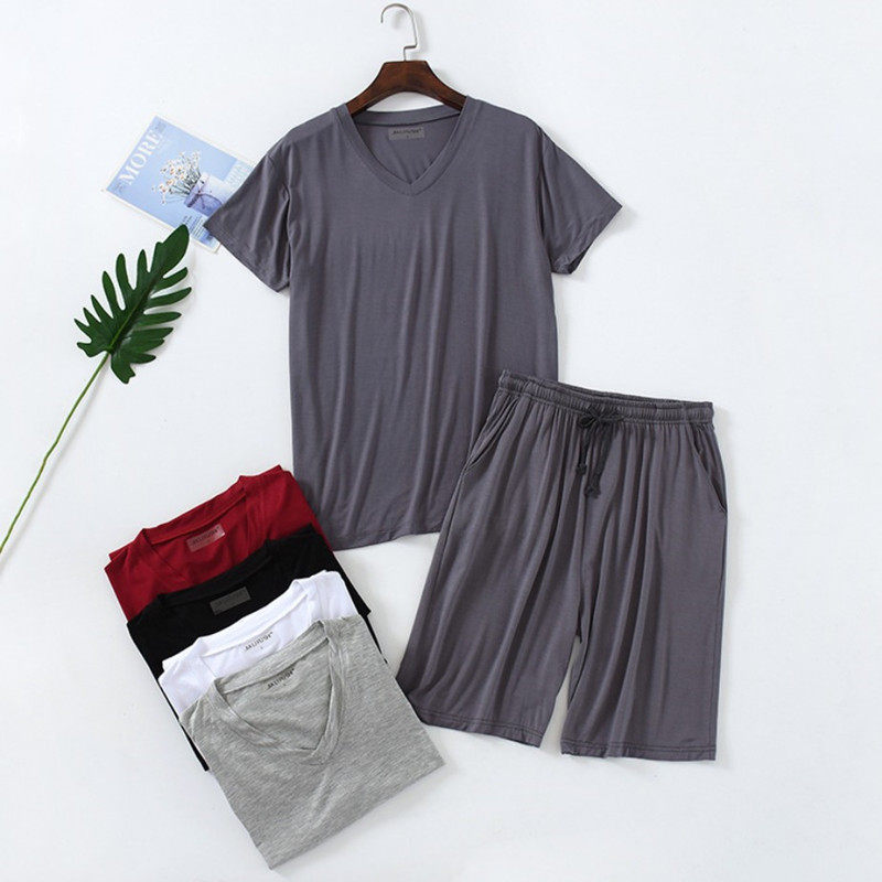 莫代尔冰丝男士睡衣夏季短袖男生家居服男式青年男款薄款套装夏天