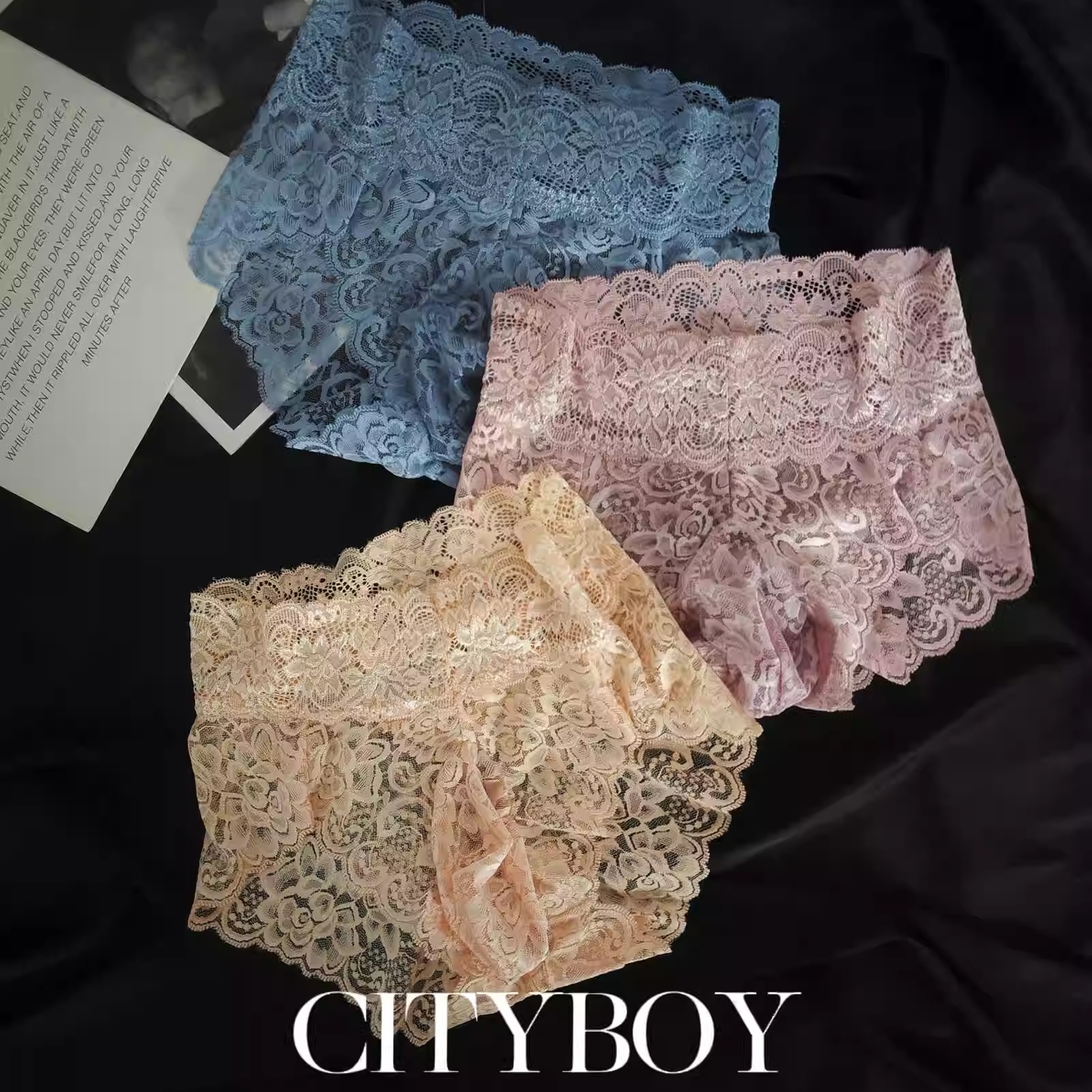 中腰蕾丝内裤提臀无痕舒适