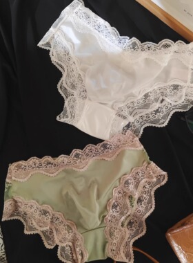 法式新款男士蕾丝边透气三角裤男士性感凸囊高弹透气冰丝内裤纯欲