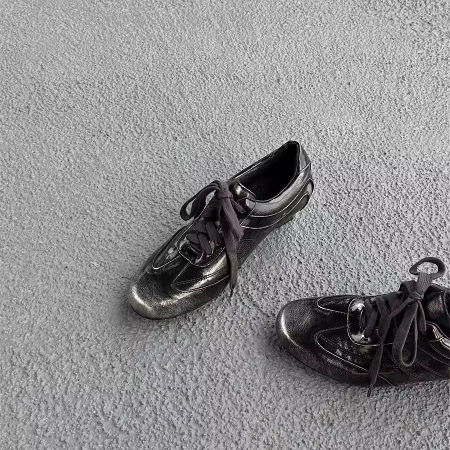 2026新款牛皮版复古风小高跟德训鞋女系带圆头百搭不累脚休闲皮鞋,女鞋,德训鞋,淘宝优惠券,粉丝福利购,淘宝优惠卷