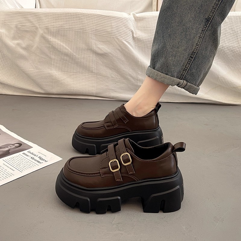 2025秋季新款英伦风厚底小皮鞋
