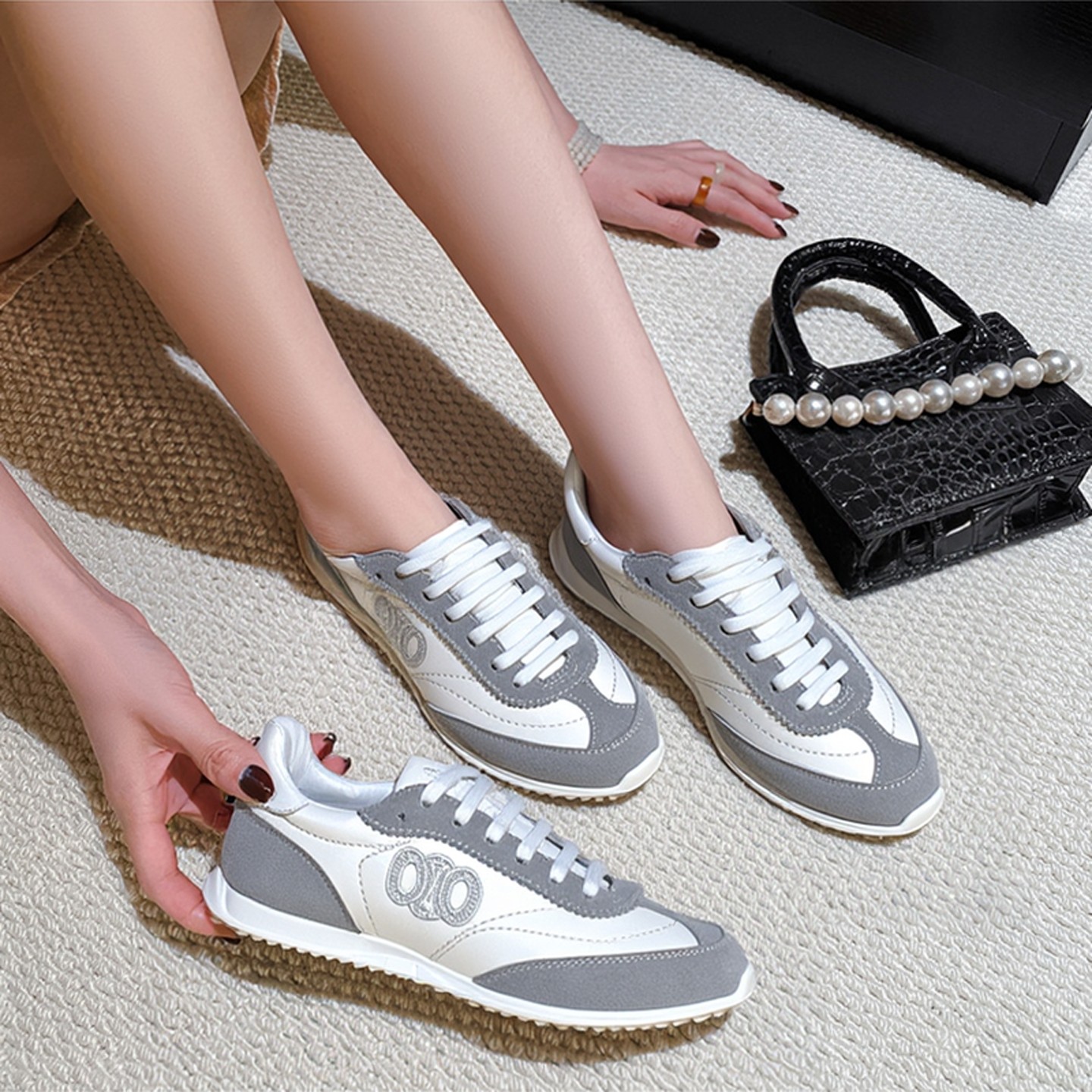 2026早春新款凯旋门复古阿甘鞋女拼色系带休闲运动鞋舒适平底板鞋,女鞋,深口单鞋,淘宝优惠券,粉丝福利购,淘宝优惠卷