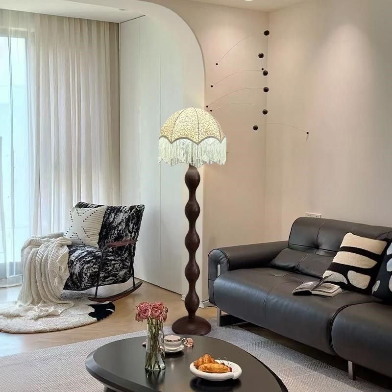 优选法式中古客厅沙发旁落地灯复古南洋风布艺卧T室书房立式装饰