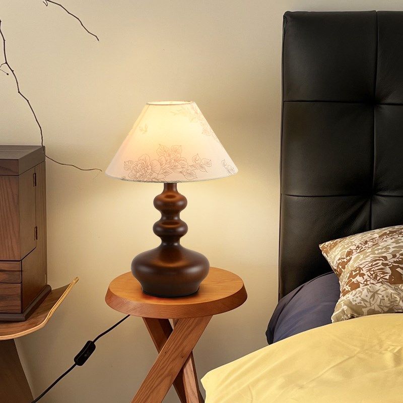 优选法式覆古实木中古风台灯美式新中式侘寂风设计师民.宿卧室床