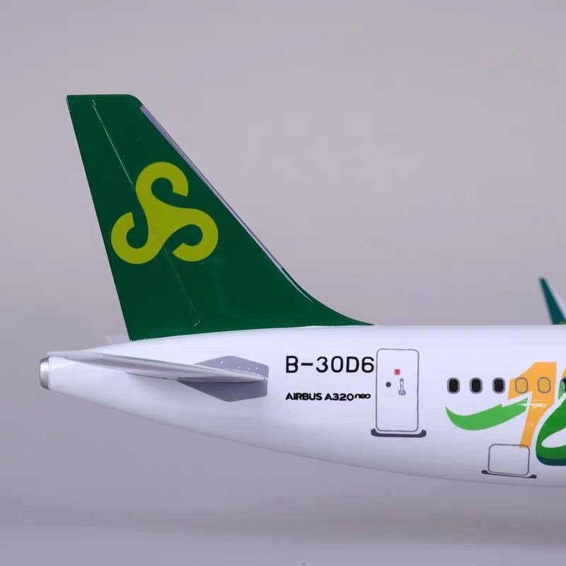优选仿真飞机模型带轮子带灯v春秋航空空客A320Neo合金客机玩具航