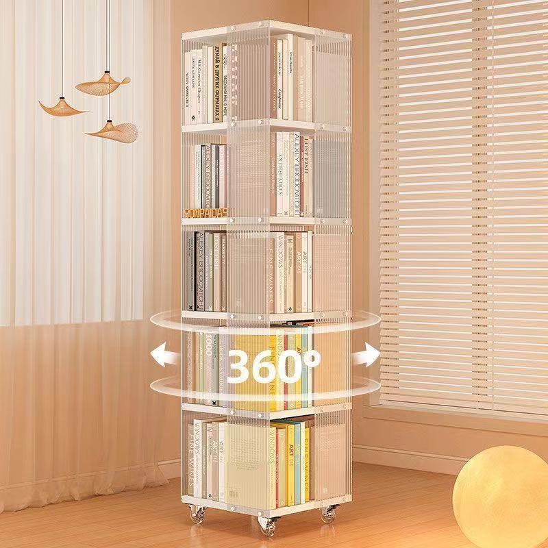 优选旋转书架亚克力透明落地展示C柜收纳移动客厅书柜置物架家用