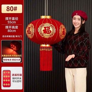 新款新款b电池灯笼新年大红灯笼免插电过年户外大门口一对别墅庭