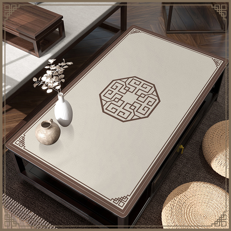 优选新中式皮革茶几桌布防水防油免洗防烫餐桌垫台布Y客厅实木茶