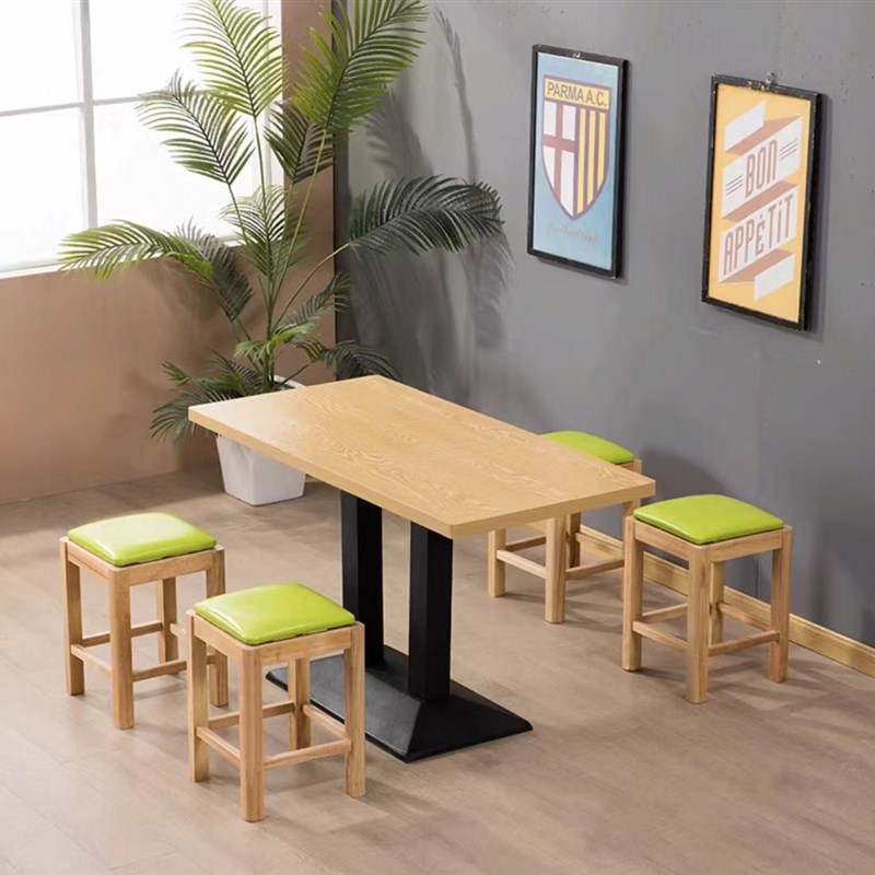 优选实木快餐桌椅组合轻奢简约奶茶甜品饭店汉堡火锅麻.辣烫 餐饮