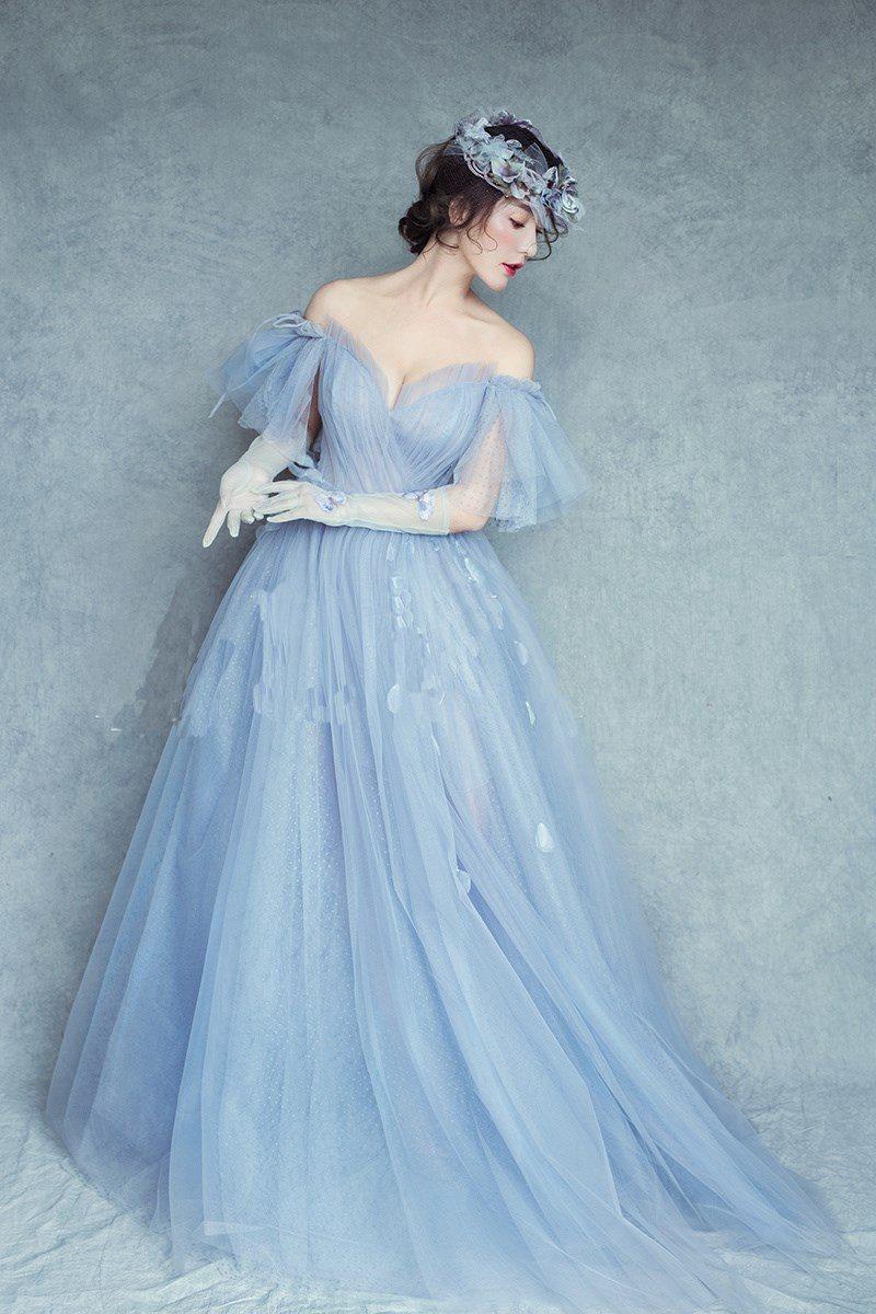 新款新款影樓主題婚紗內景寫真服裝藍色壹字肩禮服情侶拍照攝影服在類目 女裝/女士精品, 婚紗/旗袍/禮服, 婚紗中 - 來自Buy2taobao.com提供專業的淘寶代購服務