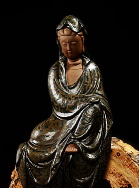 精选德化陶瓷仕女艺术品收藏 办公家居新L中式摆件风化木达摩中式