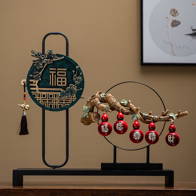优选五福临门葫芦摆件p玄关客厅新中式福禄禅意送搬家礼物乔迁新