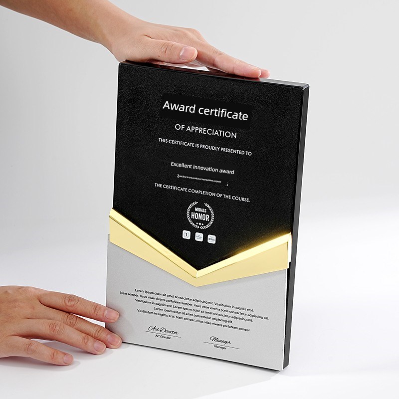 优选高档大气金属岩板奖牌u定制公司加盟荣誉颁奖证书创意牌匾定
