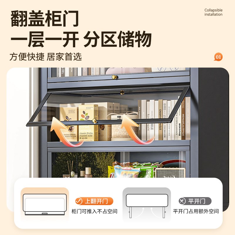 优选家用手办展示柜玻璃门防w尘铁皮柜盲盒模型收纳柜落地多层痛