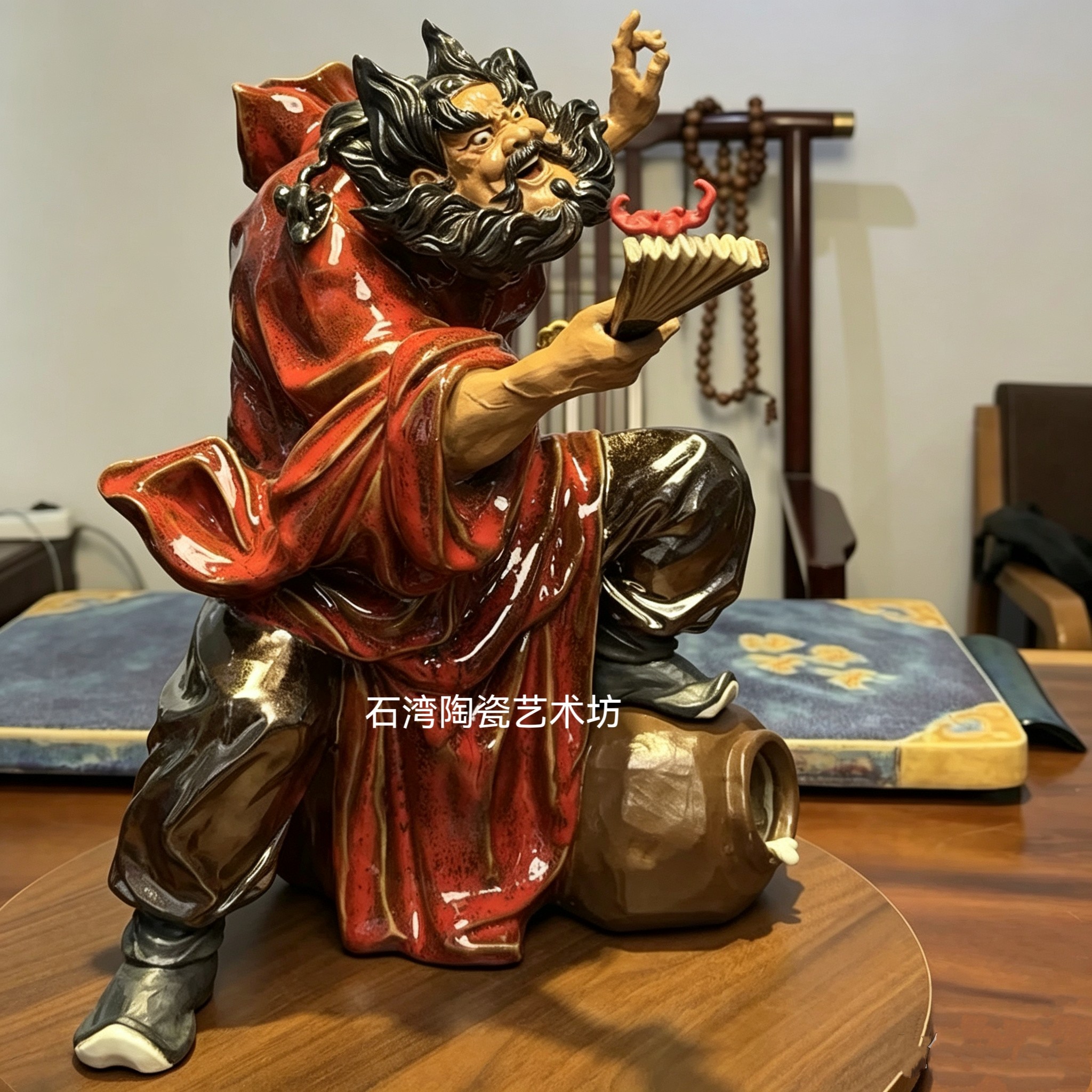 石湾公仔陶瓷钟馗摆件招财镇宅