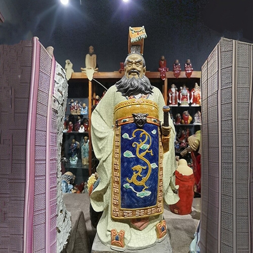 陶瓷秦始皇嬴政招财风水摆件