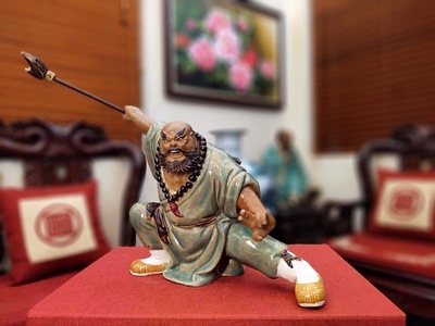 陶瓷石湾公仔鲁智深盆景手工摆件