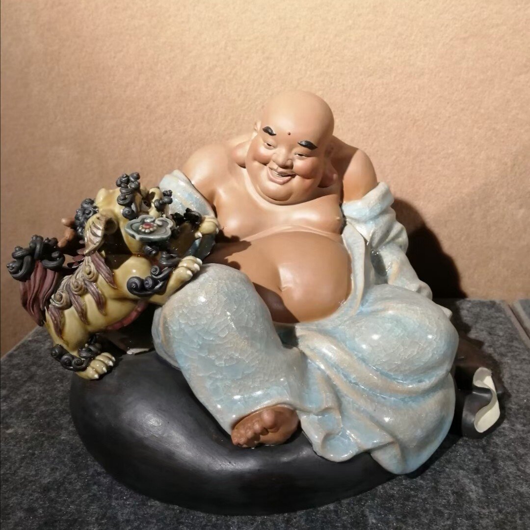 陶瓷招财玄关收银台风水弥勒佛