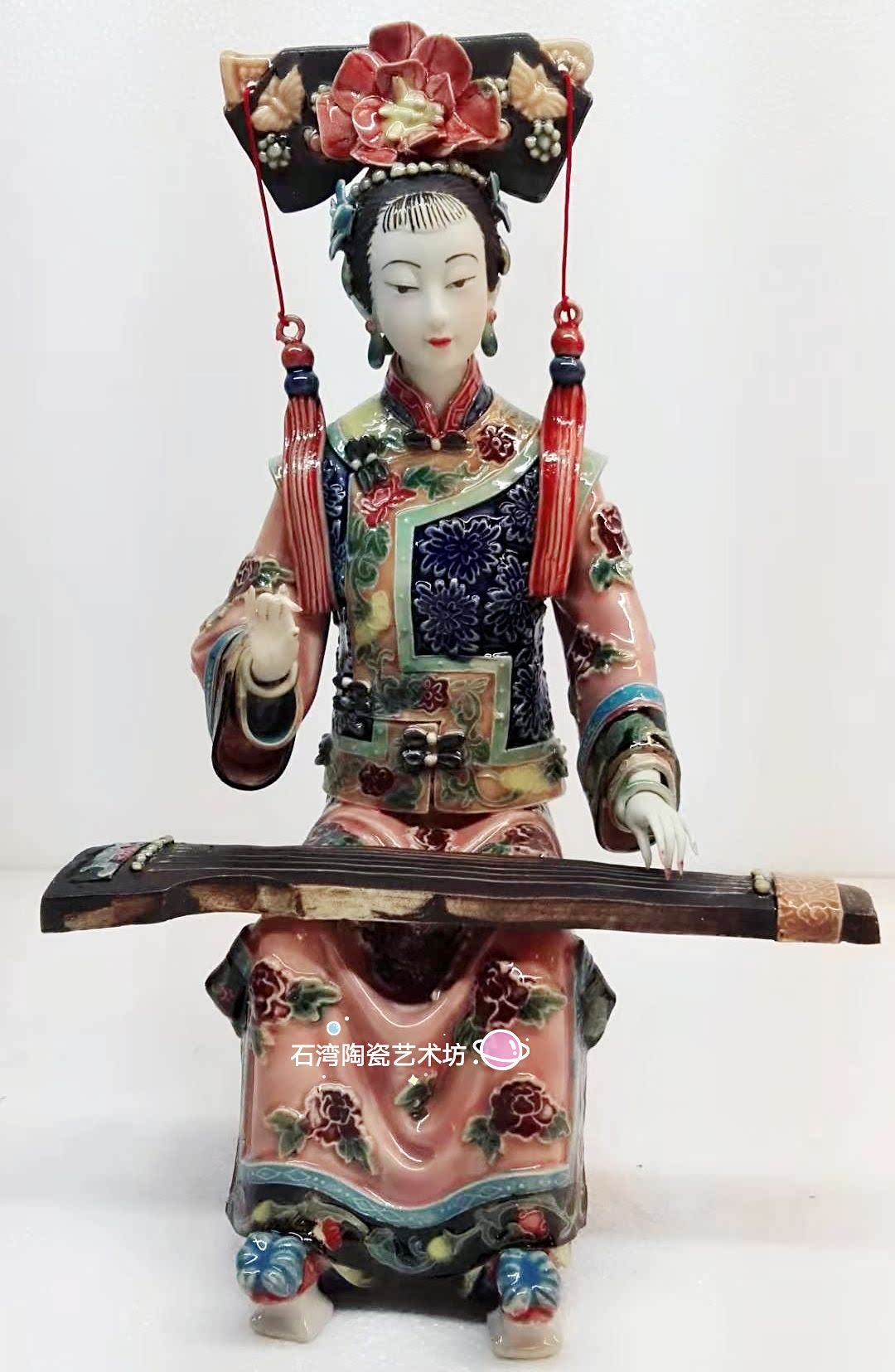 石湾陶瓷大家闺秀和棋精品古装仕女摆件林伟东宫廷美女闺女