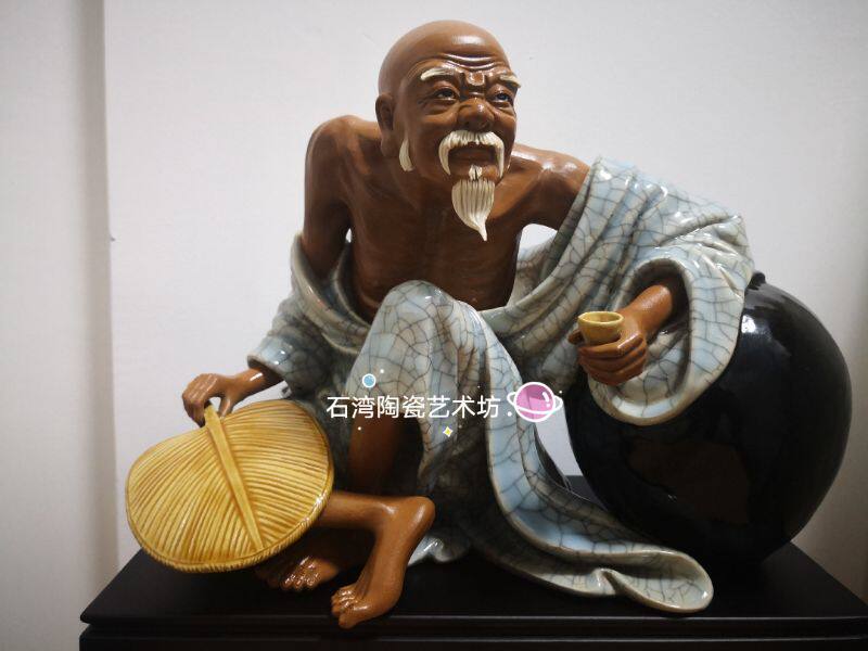 陶瓷禅意饮酒罗汉佛像手工装饰品