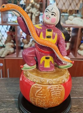 石湾窑陶瓷非遗潮汕英歌舞蛇摆件