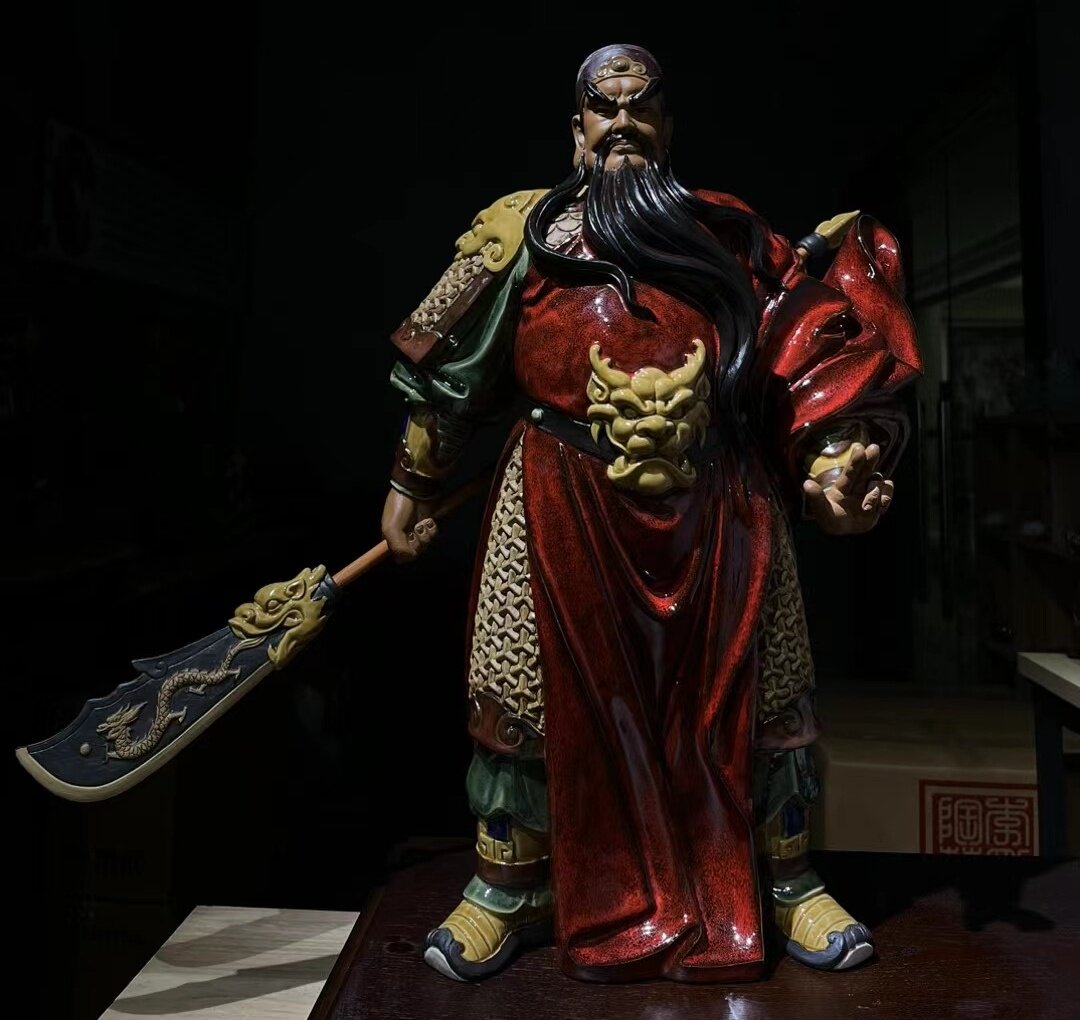 武财神关公陶瓷手工摆件关羽