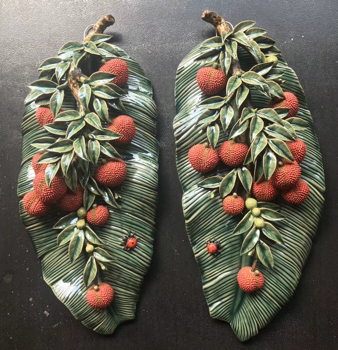 石湾陶瓷手工挂壁荔枝葫芦枇杷