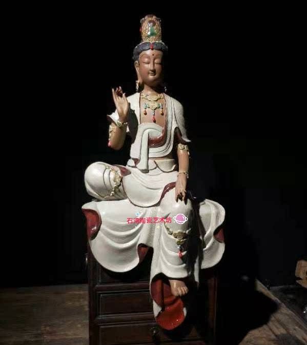公仔观音艺术门厅禅意风石湾陶瓷