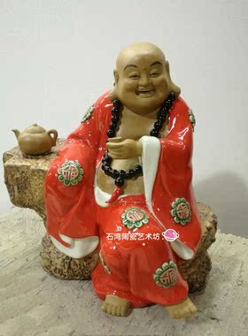 公仔自在风会所玄关创意石湾陶瓷