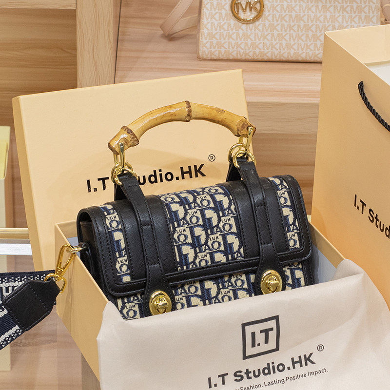 路易CITEX LV官方旗舰店香港真皮气质竹节手提包女2025新款单肩包