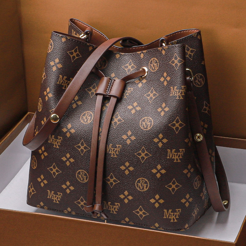 CITEX LV官方旗舰店真皮老花抽绳女士水桶包2025新款包包手提包大