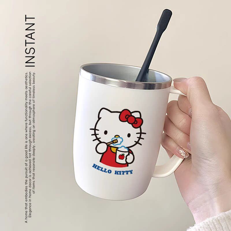 可爱漱口杯高颜值304不锈钢洗漱杯防霉带把手刷牙杯KT情侣漱口杯