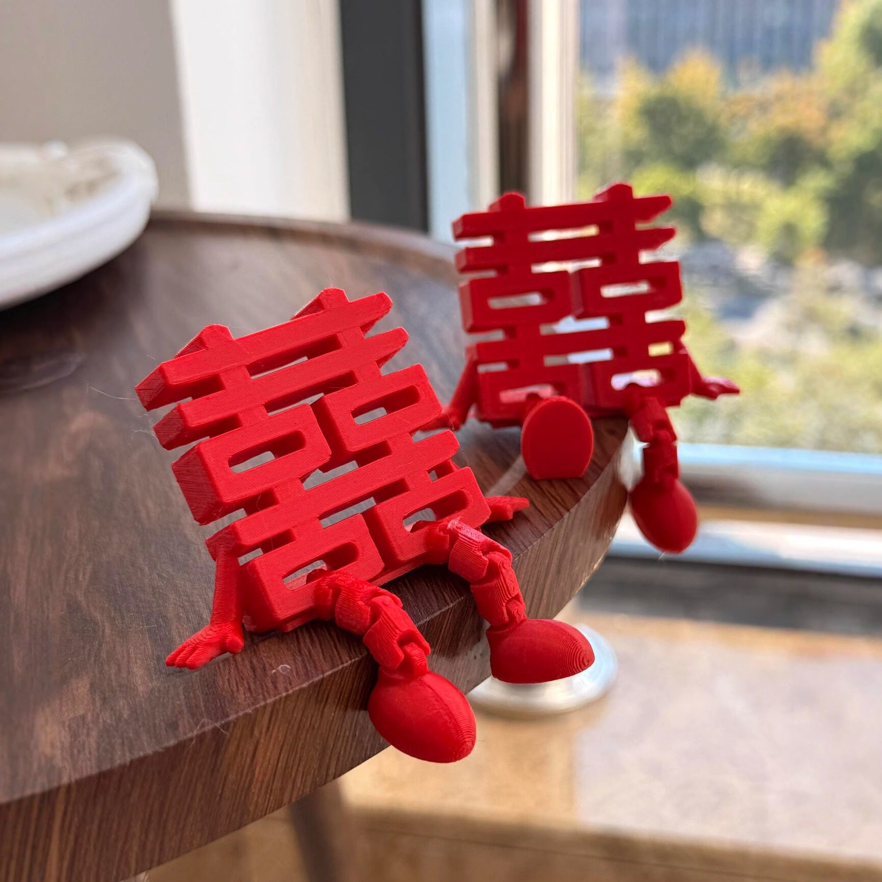 创意结婚摆件托手立体新中式款3d打印客厅卧室订婚房布置喜字摆台
