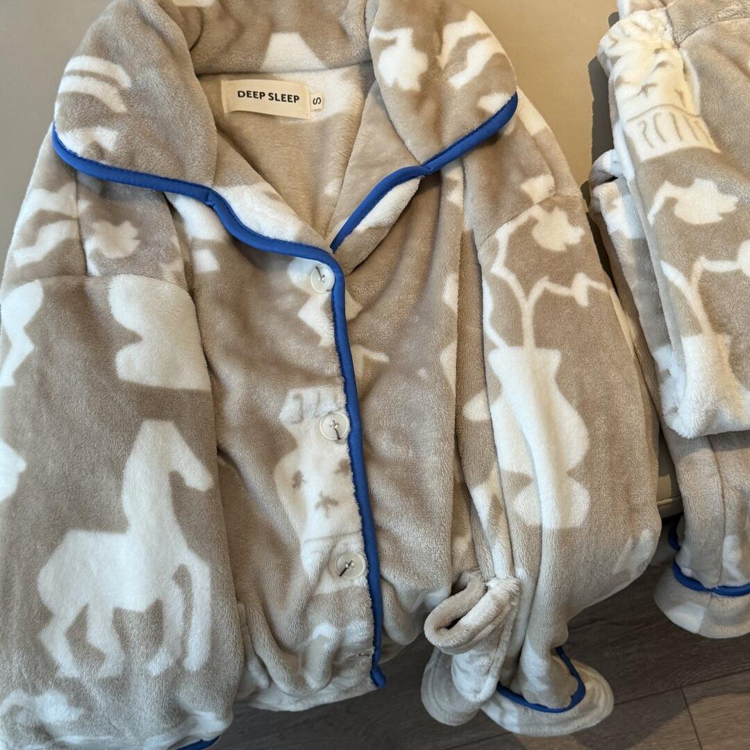 小众轻奢秋冬季印花睡衣套装