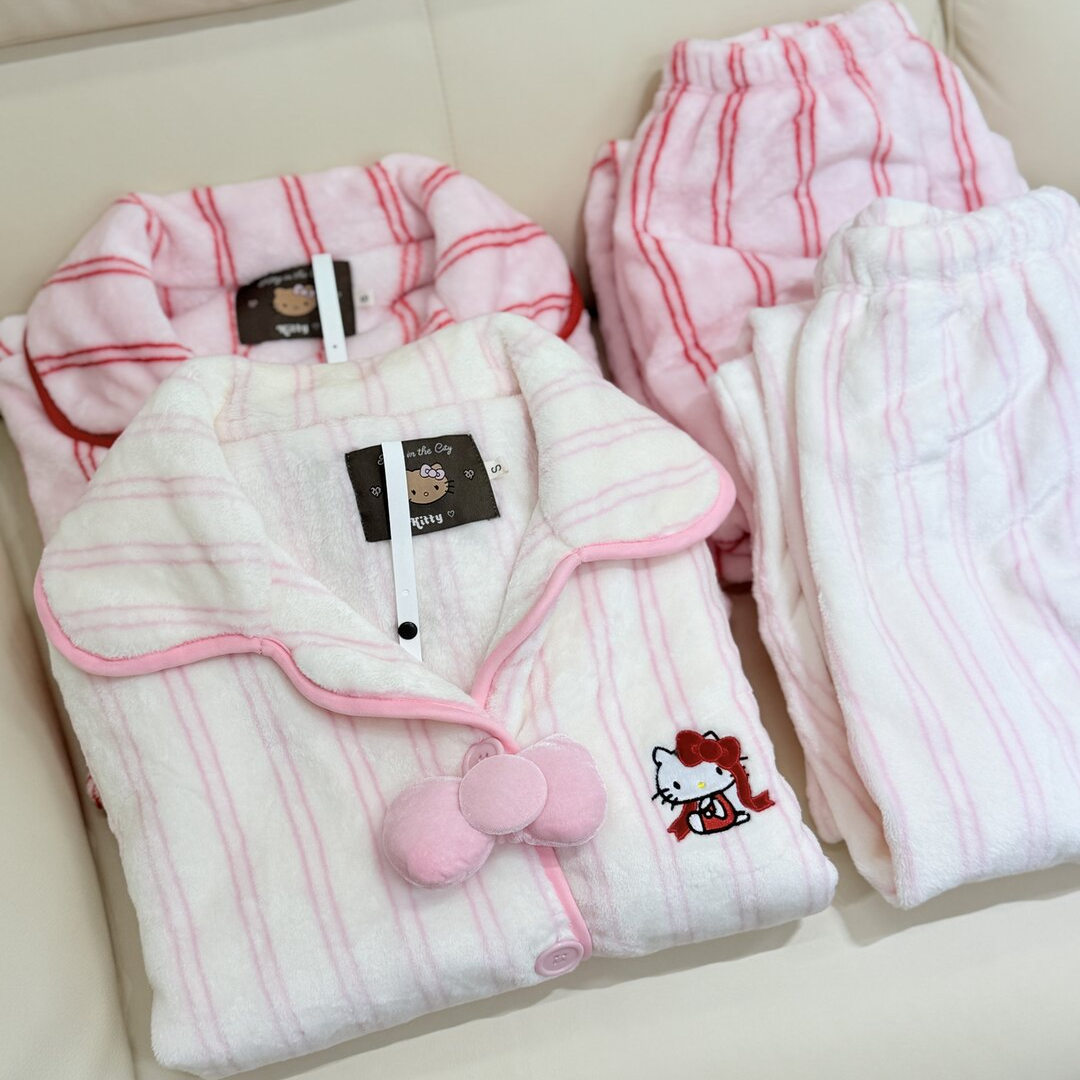 小众轻奢 限量kitty睡衣套装女加厚法兰绒材质休闲可外穿家居服冬