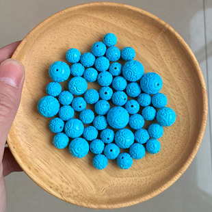 湖北天然原矿绿松石回纹珠散圆弟子隔珠原矿手串金刚星月菩提配饰