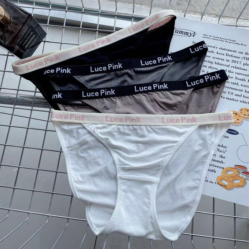 简约性感高开叉低腰内裤女窄边字母半包臀细带莫代尔三角内裤T裤